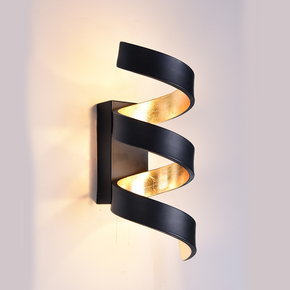 Black fashion LED wall light with gold foil inside for decoration