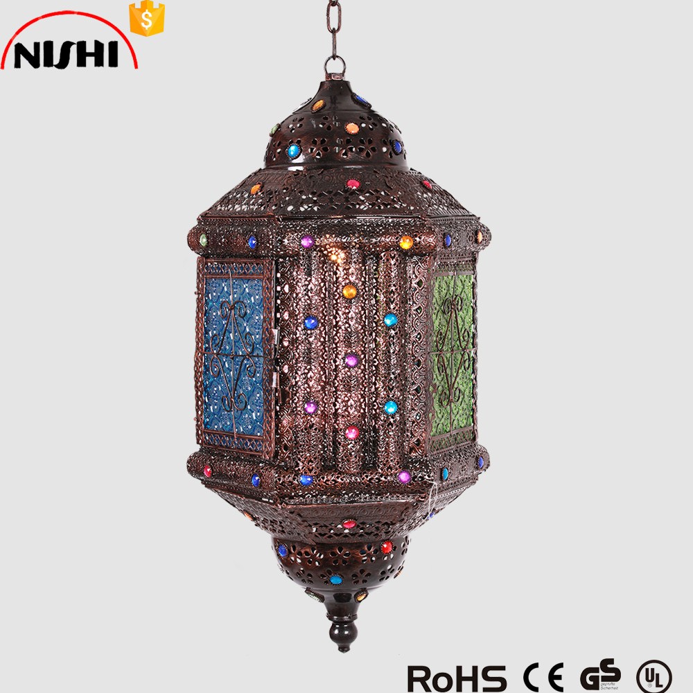 Southeast Asian iron vintage chandelier retro decorative pendant lights for coffee shop turkish moroccan mosaic NS-124010