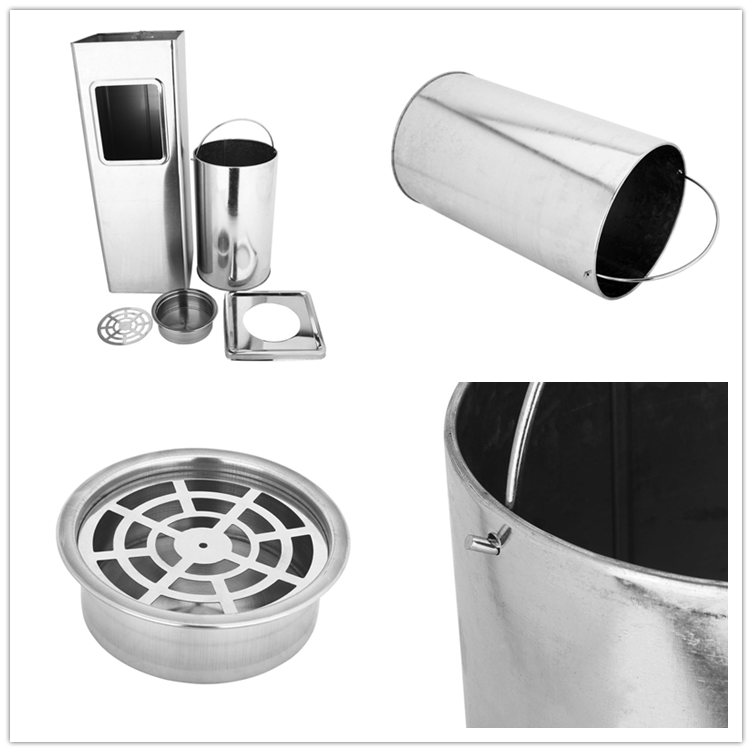 Stainless Steel Waste Bin Rubbish Can Outdoor Trash Bin With Ashtray