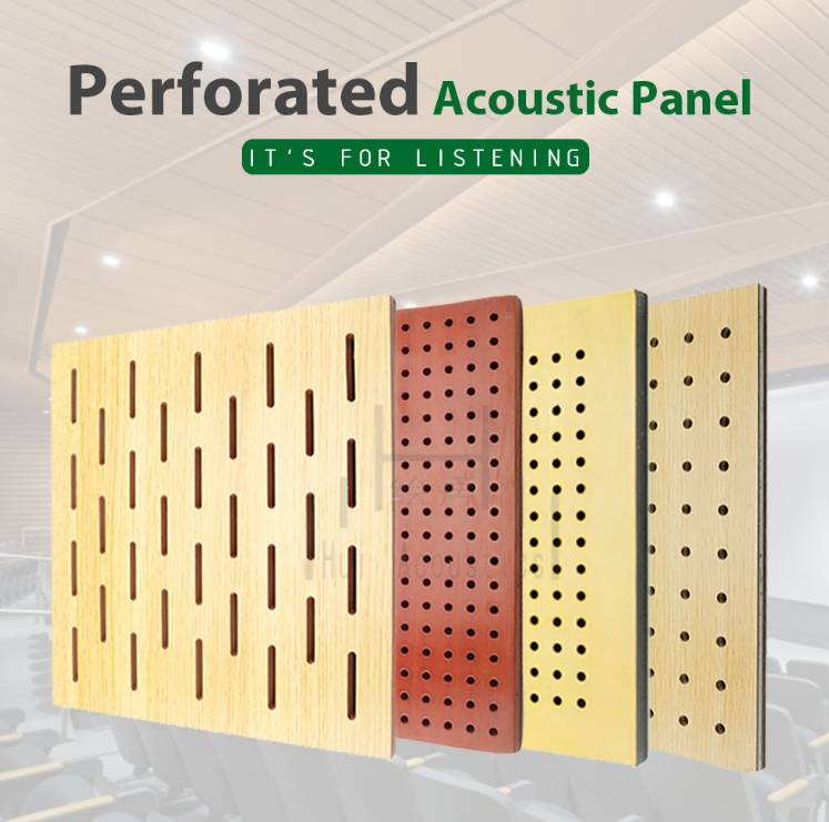 U MDF Slotted Wooden Acoustic Panel Perforated Wooden Acoustic Panel Soundproof Panels for hotel wall and ceiling