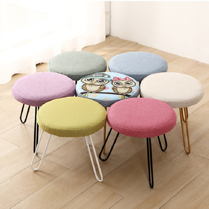 metal legs round stool KD ottoman with removable cover