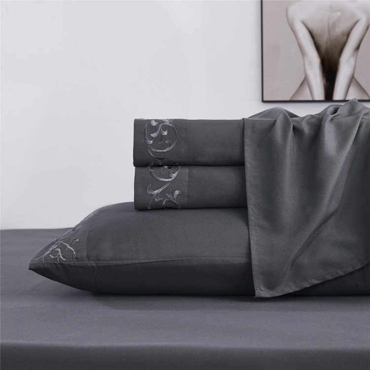 Custom white bed linen set duvet cover 4 pcs bedroom satin stitching duvet cover set