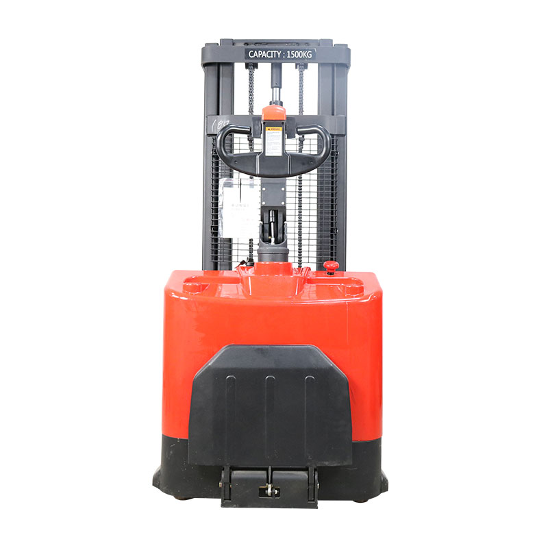 Hydraulic Forward Reach Stand Standing On Driving Full Electric Stacker