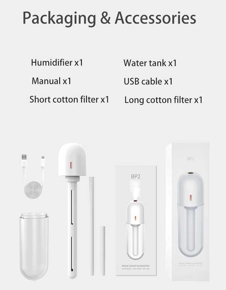 Portable ultrasonic  air humidifier with two humidification modes