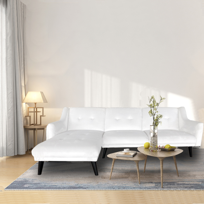French White Velvet Folding Sofa Bed Modern Sectional Sofa L Shaped Living Room Sofa Home Furniture