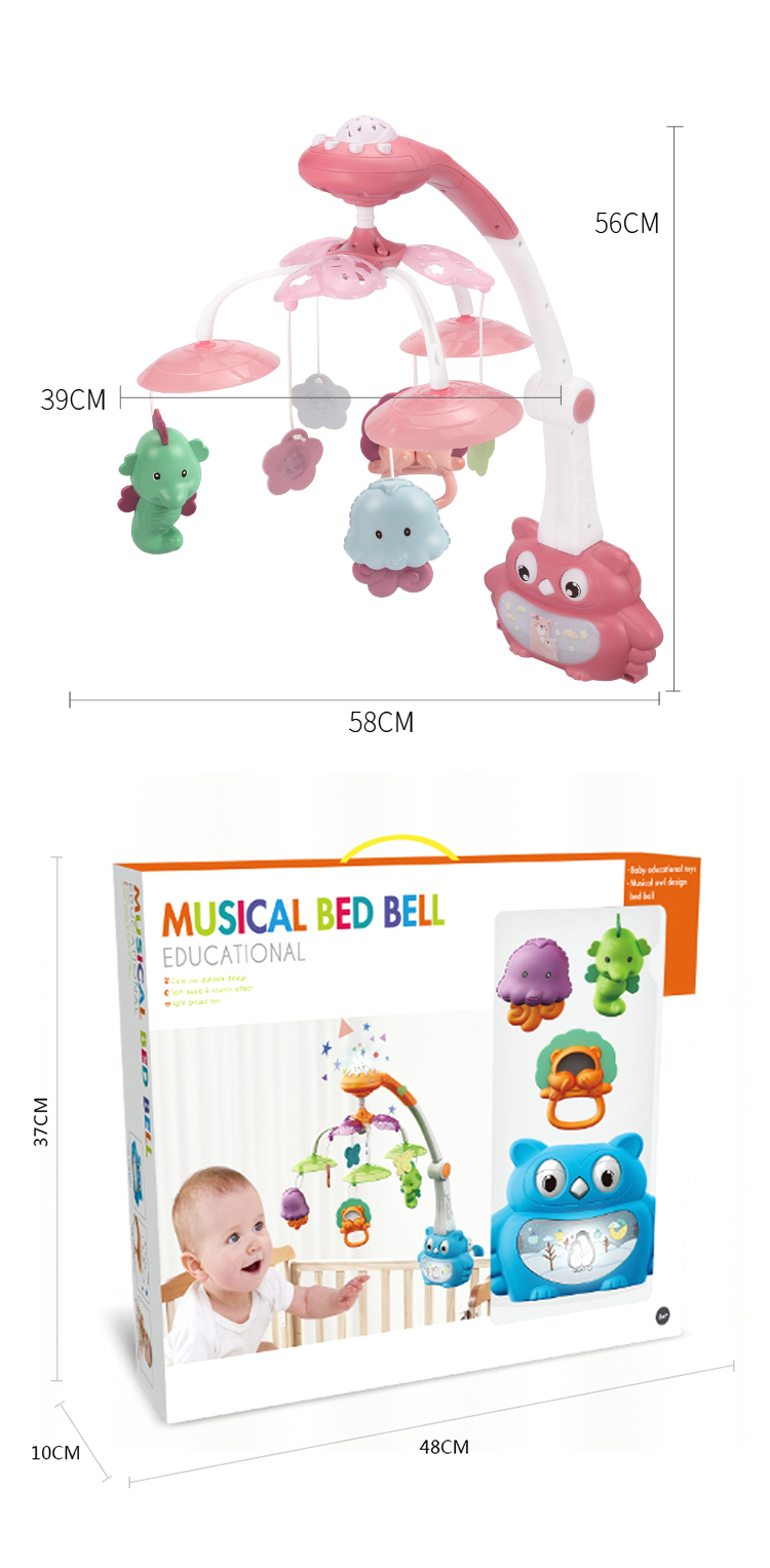 Electric Baby Bed Bell Felt Musical Mobile Felt Baby 0-6 Month Classic Crib Mobile With Owl Projector Baby Bed Bell