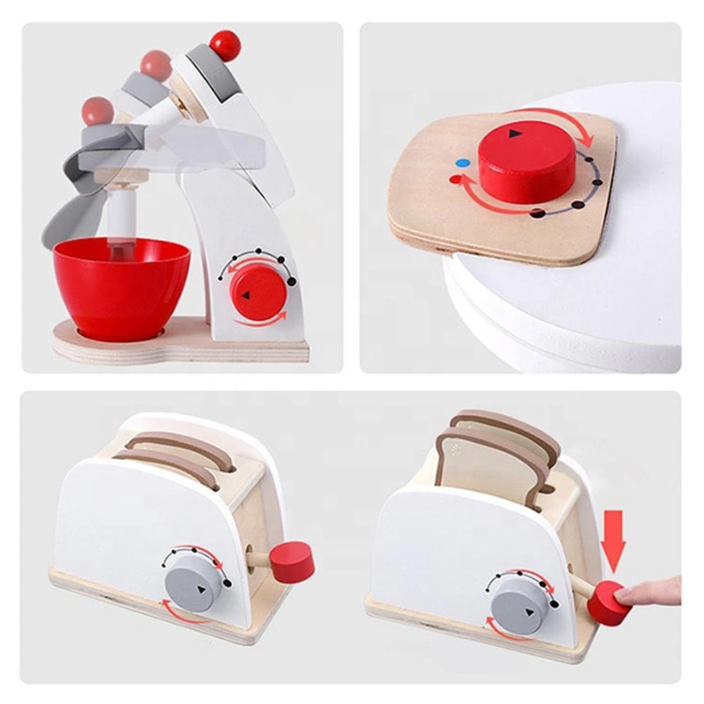 Wooden Happy kitchen toy set custom kids brinquedos bread maker  wooden toaster toy Educational Toys
