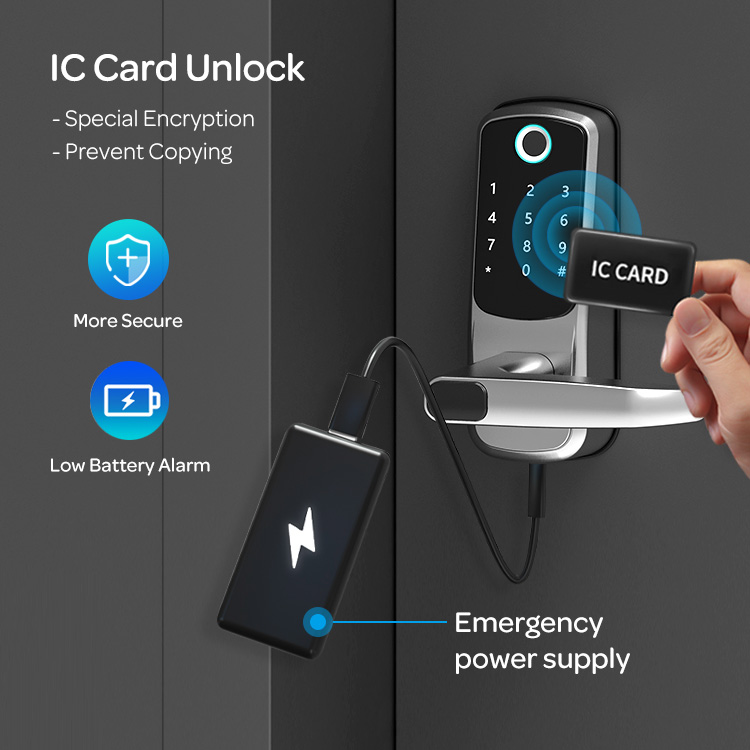 Safety Electric APP Fingerprint Card Code Combination Smart Door Lock with Touch-Screen Keypad