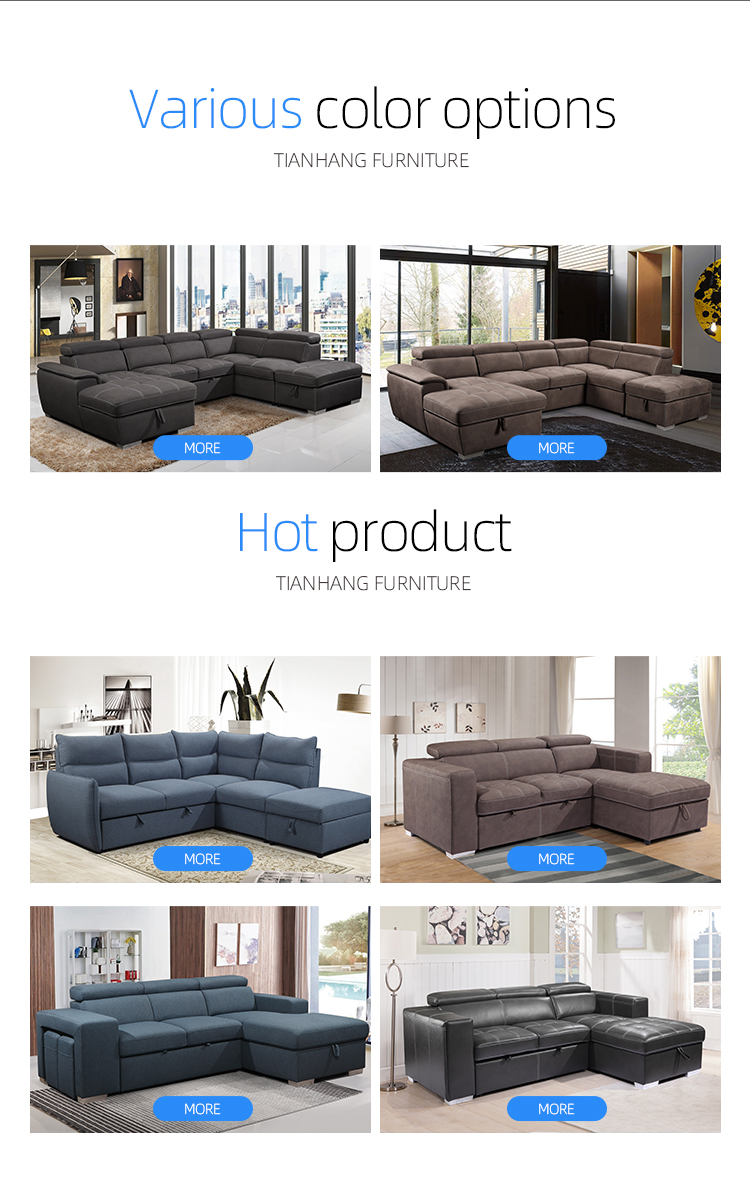 Capri 4  living room modern corner sofa fabric home furniture sleeping sofa bed sectional set