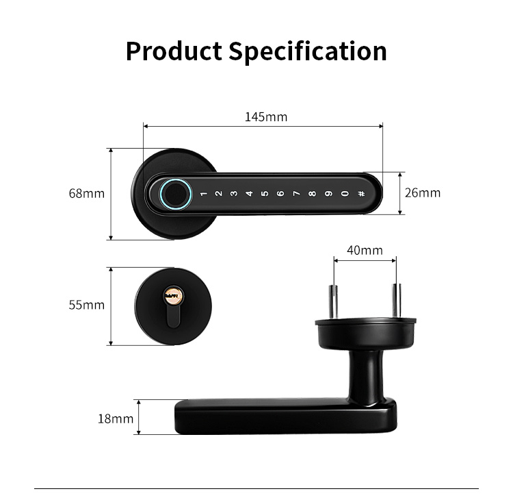 High Quality Electronic Digital Smart Phone Wifi Door Lock with Fingerprint System