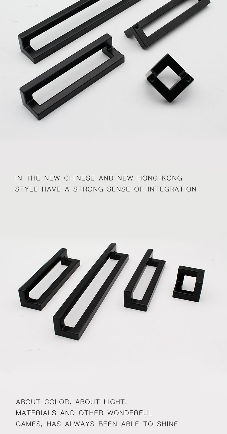 L Shape 128mm Zinc Alloy Black Square Kitchen Drawer Cabinet Handle, New Design Modern Living Room simple knobs//