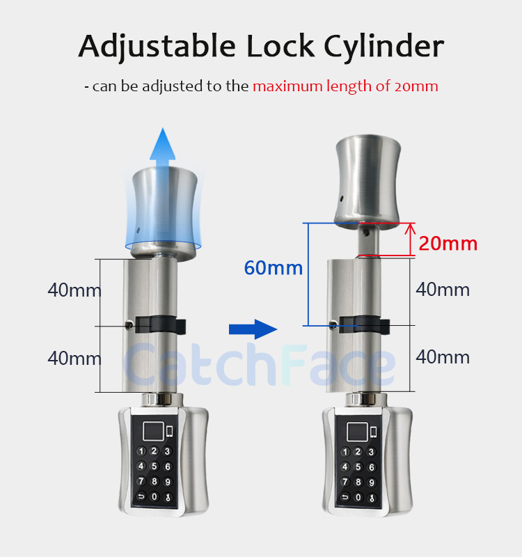 Tediton Best European Aluminum BLE APP Door Lock Cylinder with Fingerprint Key
