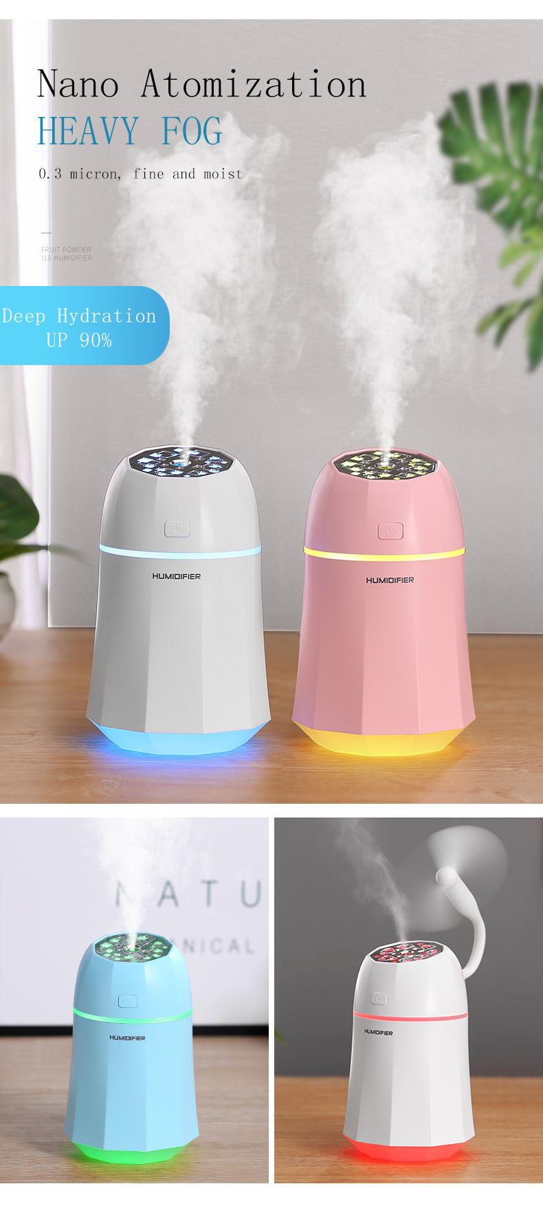 280ML Portable USB Mini Table Desk Humidifier With Personal Air Nano Mist Humidifier