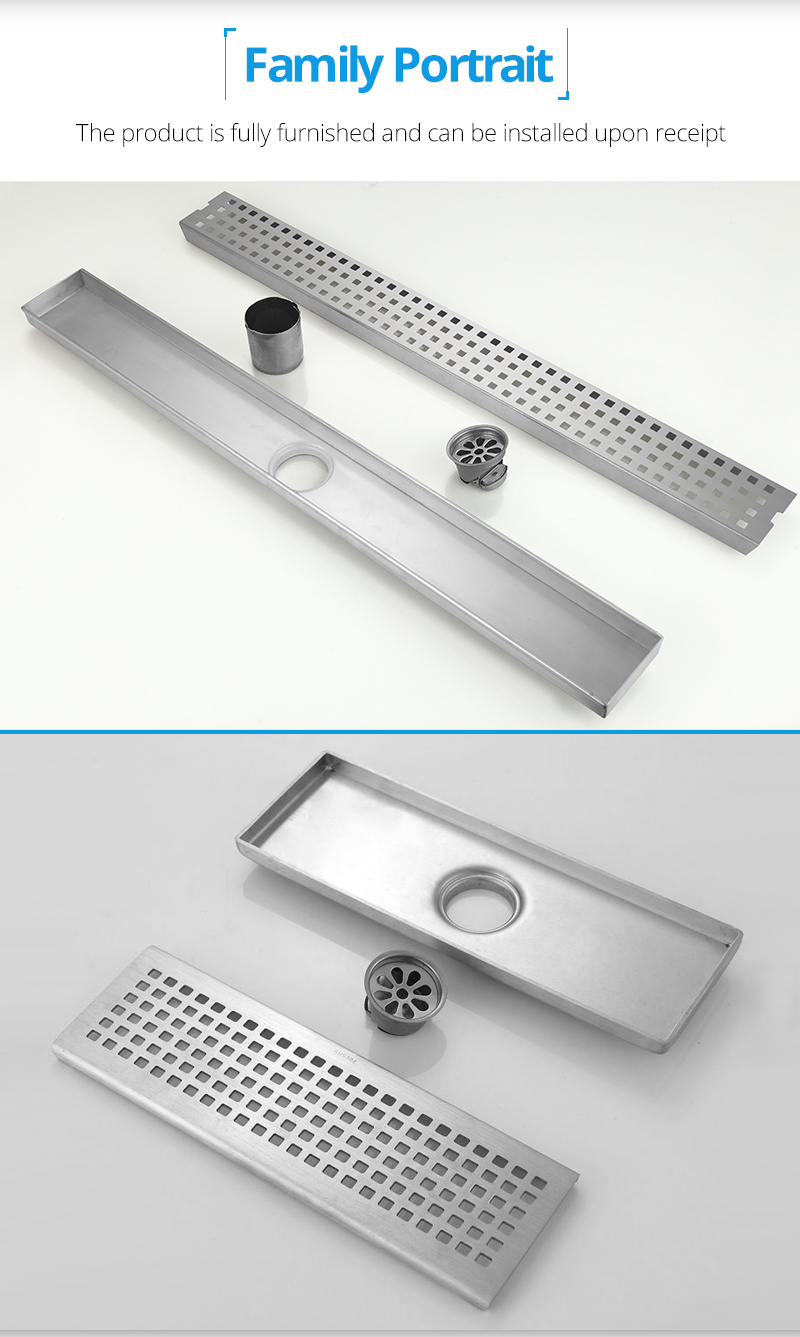 60*6.7CM shower bathroom insert linear concrete tile odor resistant long floor drain