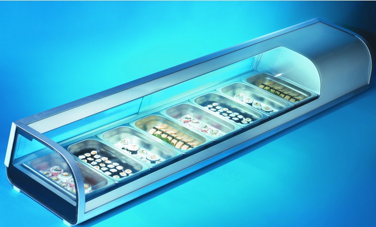 198l Sushi Showcase Display Case On Counter Glass Cooler Freezer Refrigerator Countertop