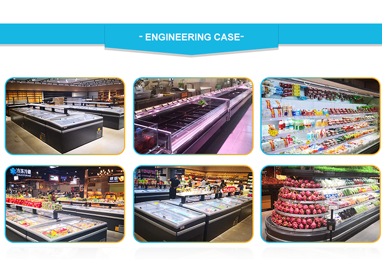 Supermarket fresh meat cold food butchery cooling displays countertop refrigerators freezer