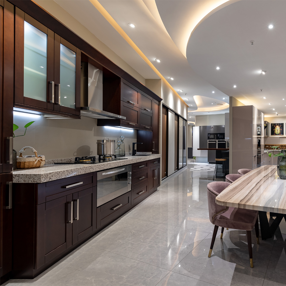 Allure termite proof simple solid wood walnut kitchen cabinets foshan