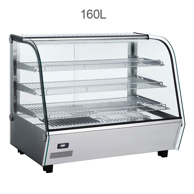 105L To 160L  High Quality Commercial Display Curved Glass Door Cake Display Refrigerator Showcase