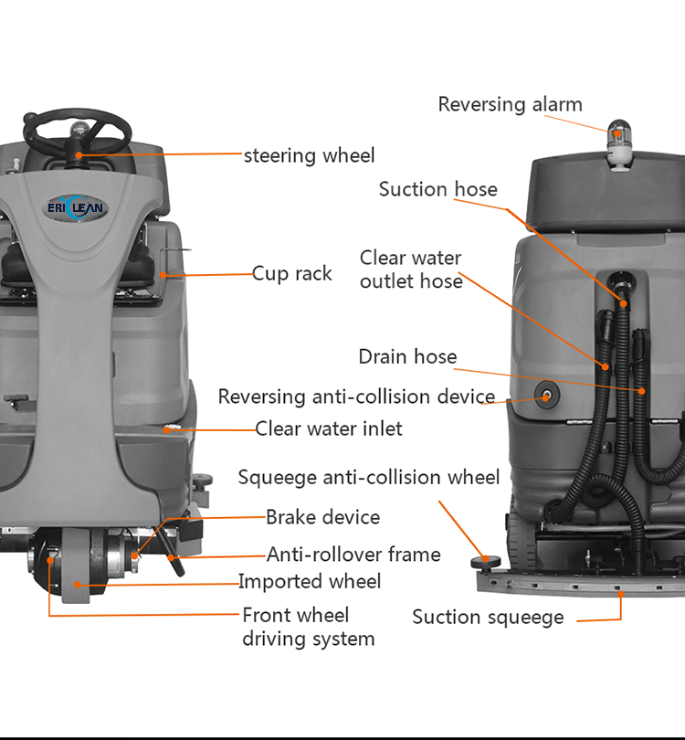 120L water tank ride on floor scrubber machine for commercial use