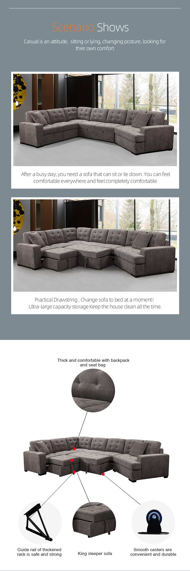 Wholesale factory new L shaped Modern simple furniture set Design large sofa sectional combination sofa for living room