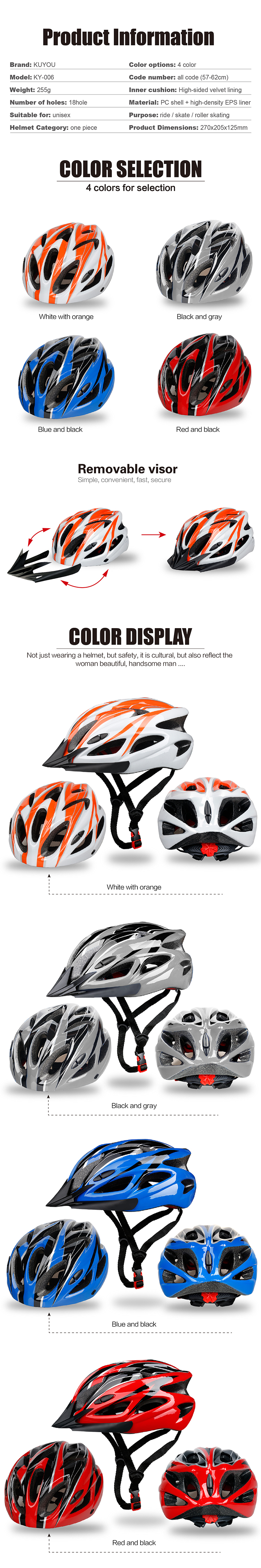 Kuyou Adult Black Down Hill Mountain Sports Bike Riding Helmets for Men