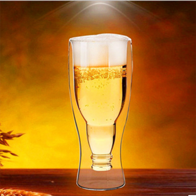 200ml High borosilicate durable transparent double wall glass beer steins mug