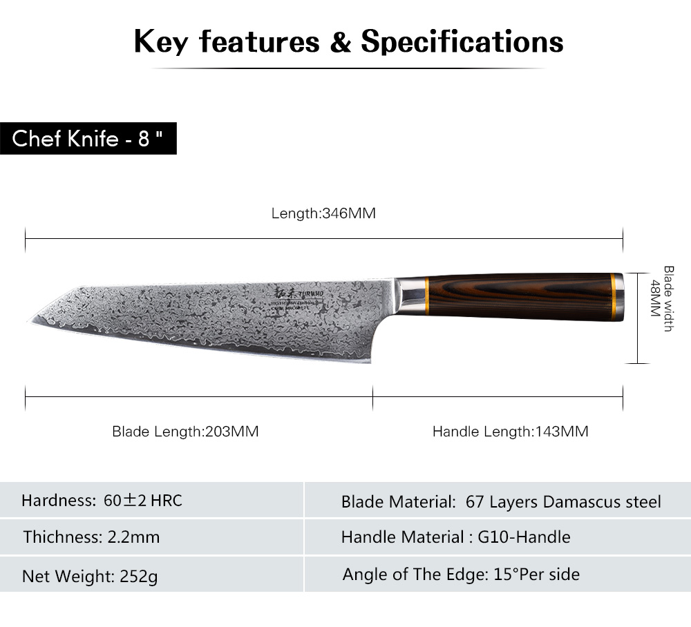 Professional 8-inch Damascus Japanese Chef Knife