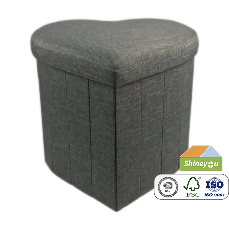 PVC leather heart shape ottoman linen heart shaped ottoman and faux leather heart shape storage ottoman