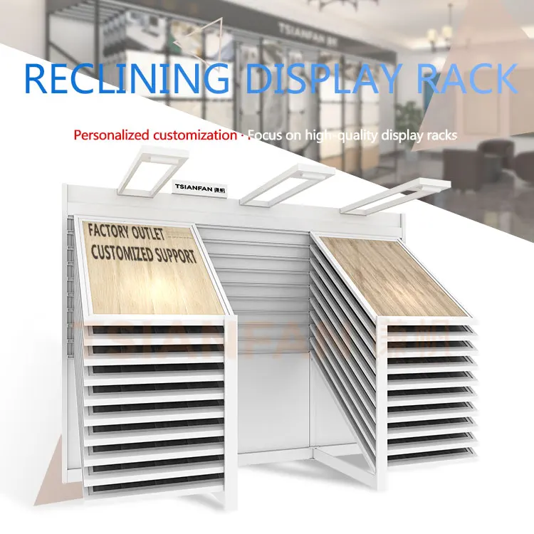 New Design Reclining Metal Ceramic Tiles Panel Tile Rack Stand Showroom Quartz Marble Mosaic Display