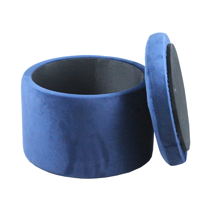 Modern round velvet fabric folding storage ottoman