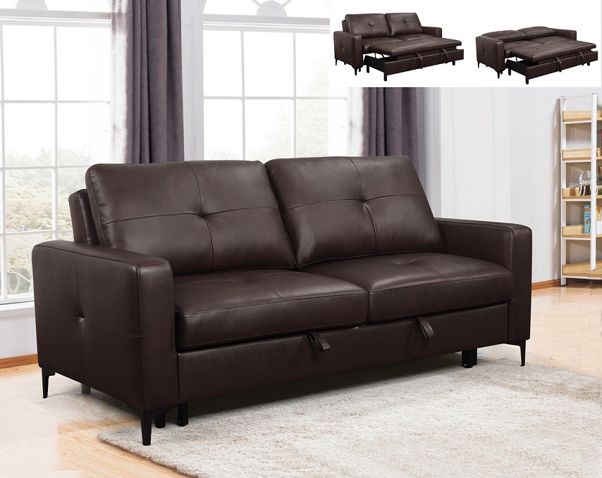 modern design genuine leather sofa bed 3 seater living room sofa cum bed factory wholesale