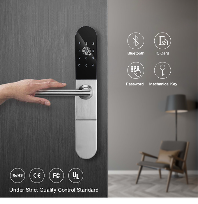Tediton WiFi Biometric Fingerprint Aluminum Sliding Glass Door Lock Digital smart lock door