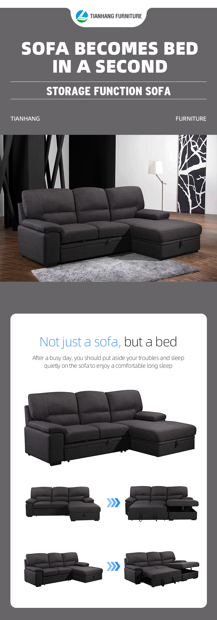 Home furniture fabric sofa set modern European and nordic style folding corner sofa