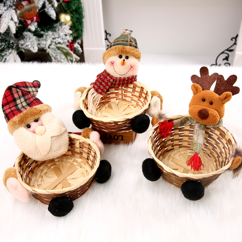 basket santa claus desktop basket gift christmas table