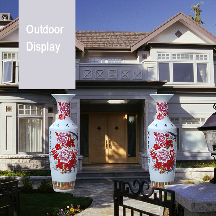 Made in china white flower design ceramic hotel office large vase decorative floor vase