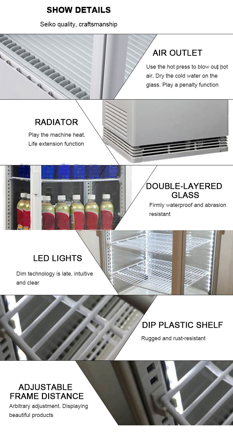 98L cake refrigerated fresh-sided glass display case four sided glass vertical cabinet