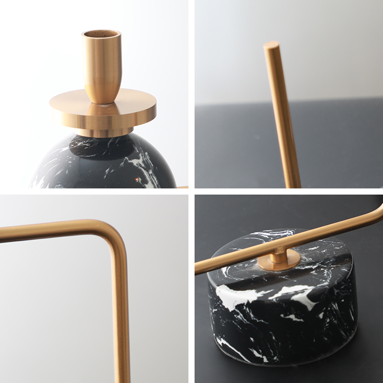 New Chinese style irregular metal marble candle holder stick for house decor custom