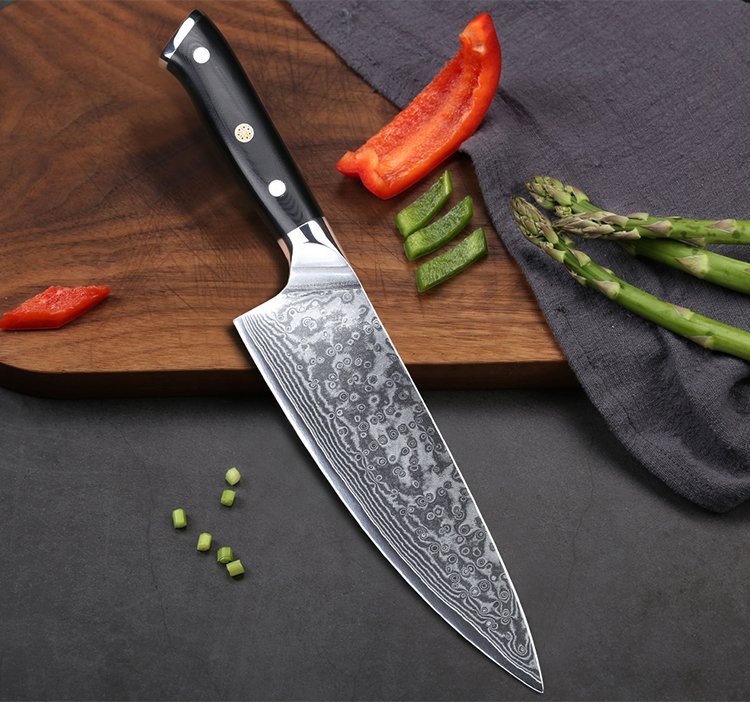 Factory Direct Sales Professional 8 Inch Damascus Chef Knife with G10 Handle
