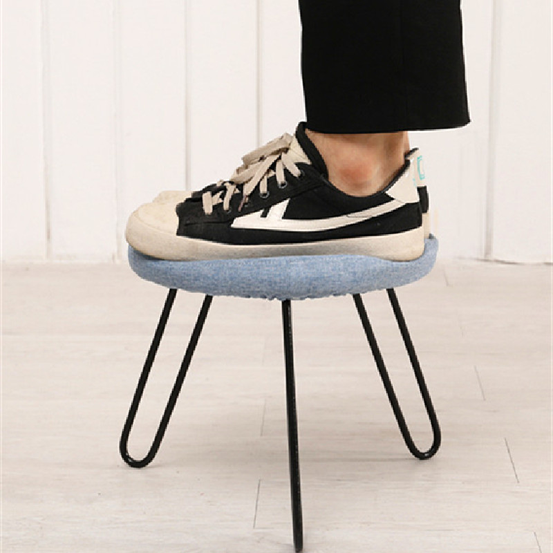 metal legs round stool KD ottoman with removable cover