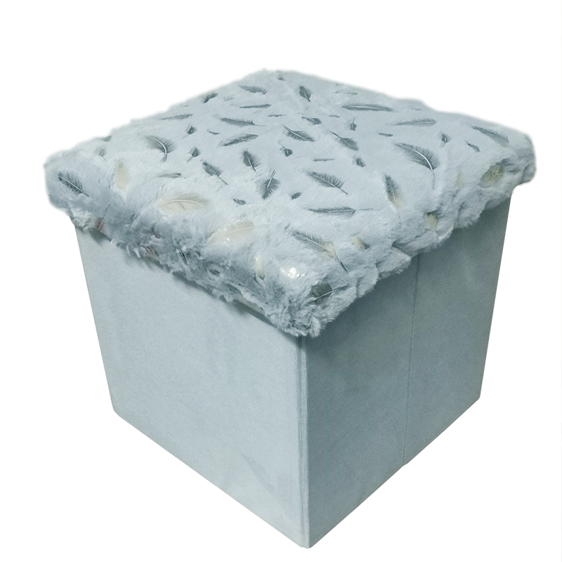 Foldable velvet Storage Ottoman golden stamping/silver stamping fabric Storage ottoman stool