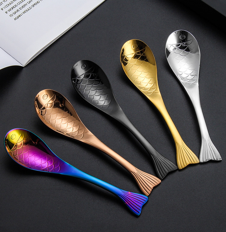 Christmas Cute Serving Spoon Fish Shape Decorative Stainless Steel Spoon Set