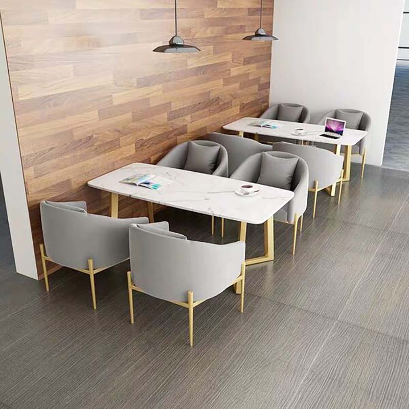 Hot Sale Nordic Modern coffee table sets  marble top metal steel legs fast food shop table and chairs for cafe shop