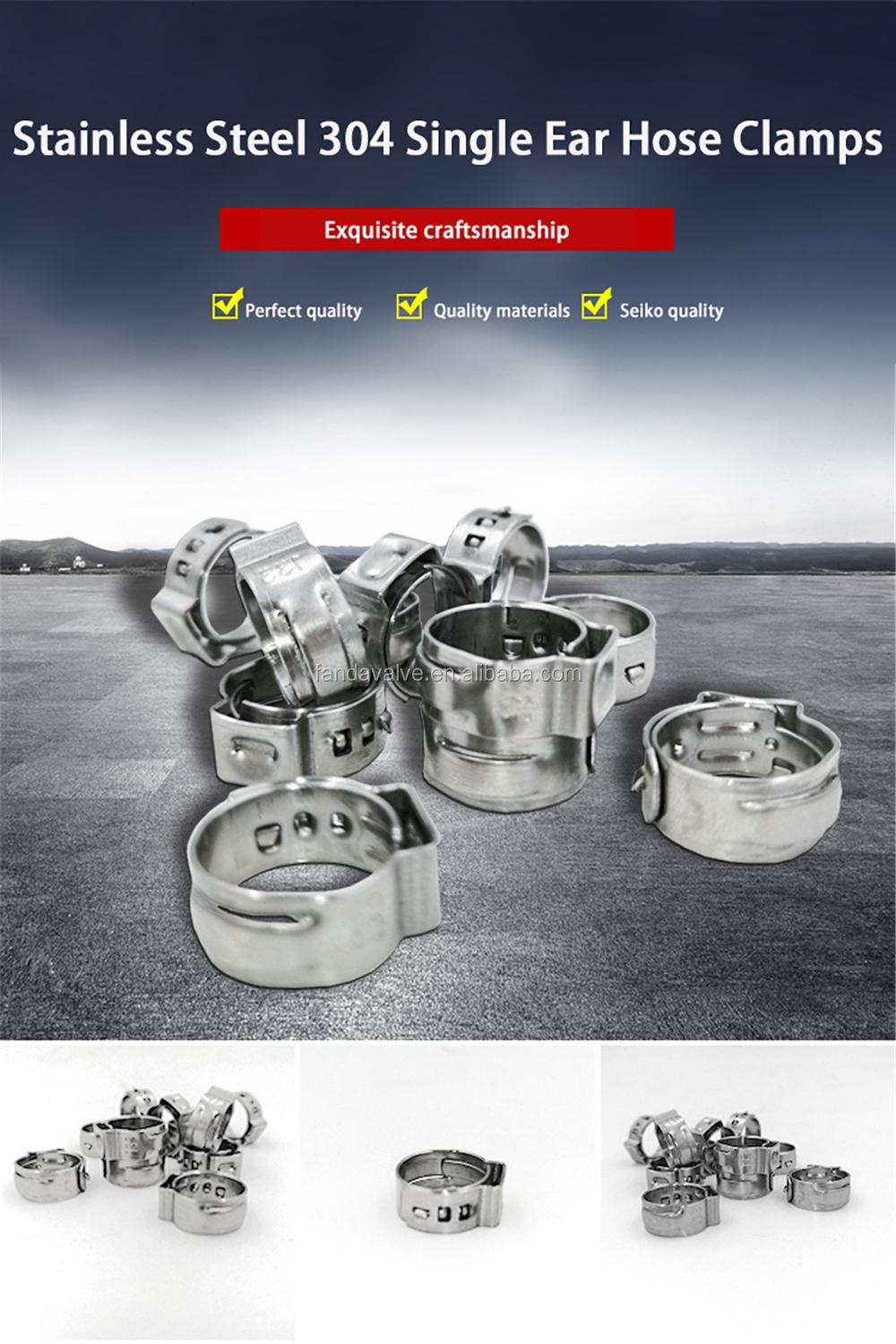 TWELVETAP Single Ear Pipe Clamp High Quality 304 Stainless Steel 304 Single Ear Hose Clamps Assortment Kit Single Pipe Accessory