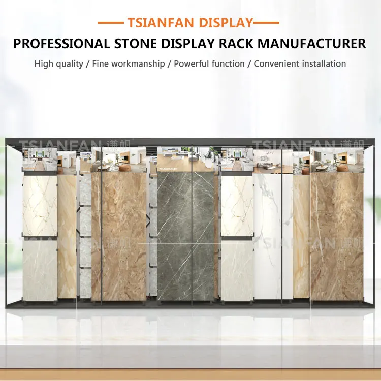 Ceramic Marble Tilehowroom Stand Unit Rotatable Tile Push-Pull Rack Quartz Stone Display Book For Granite And Marble