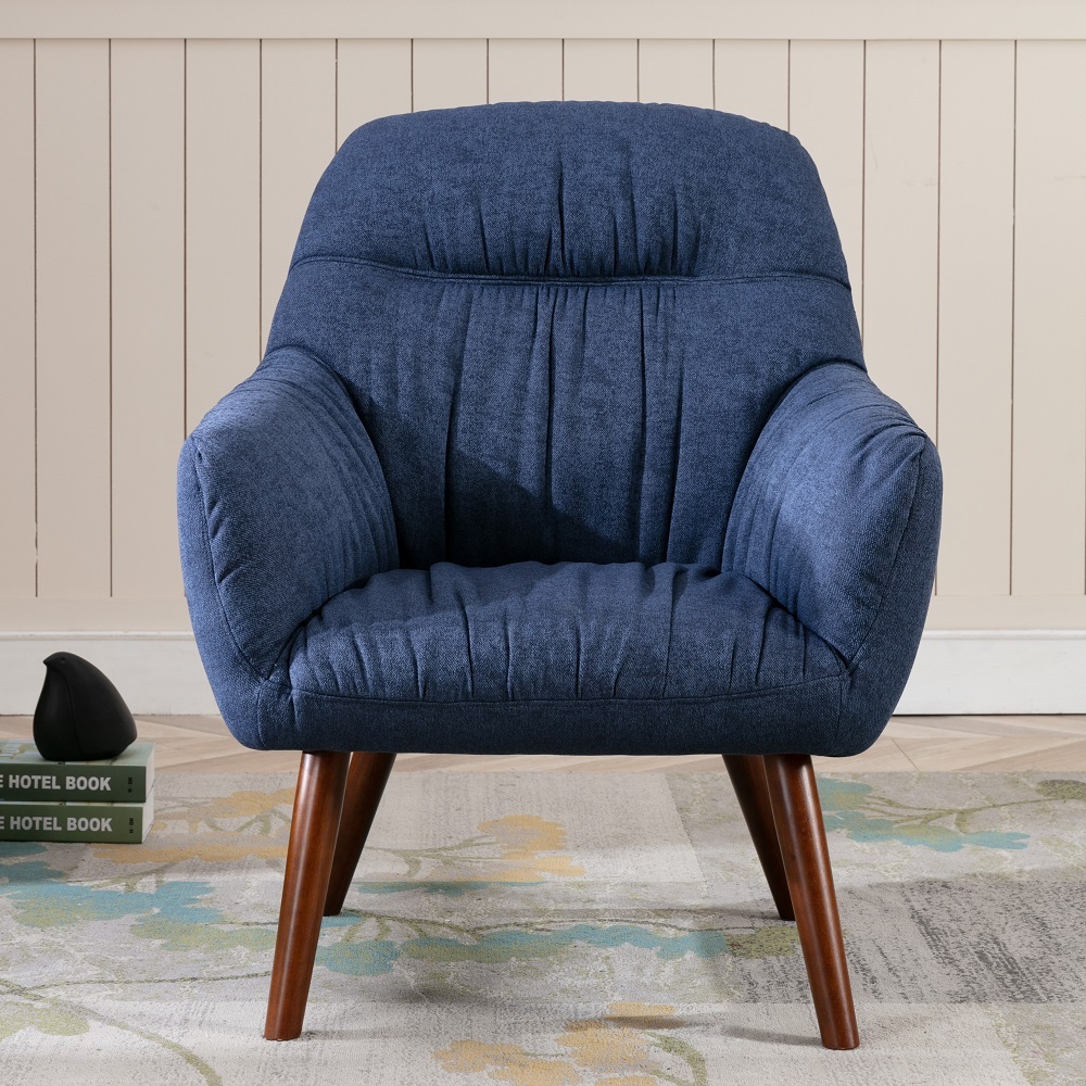 China Furniture Wholesale Price Wood Frames Armchair Modern Fabric Leisure Chair Solid Wood Legs Accent Chair Furniture