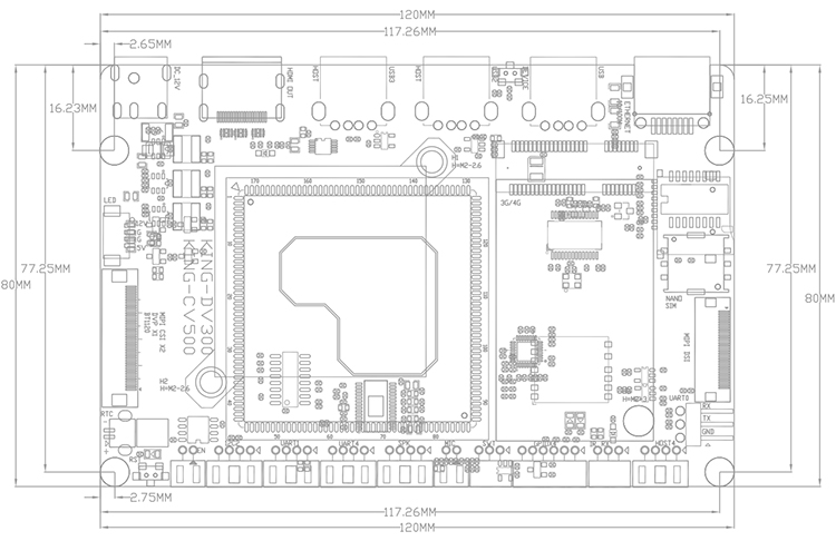 Rongpin Hi3516DV300 Huawei Hisilicon dual core A7 open source board evaluation board Linux Busybox King-DV300