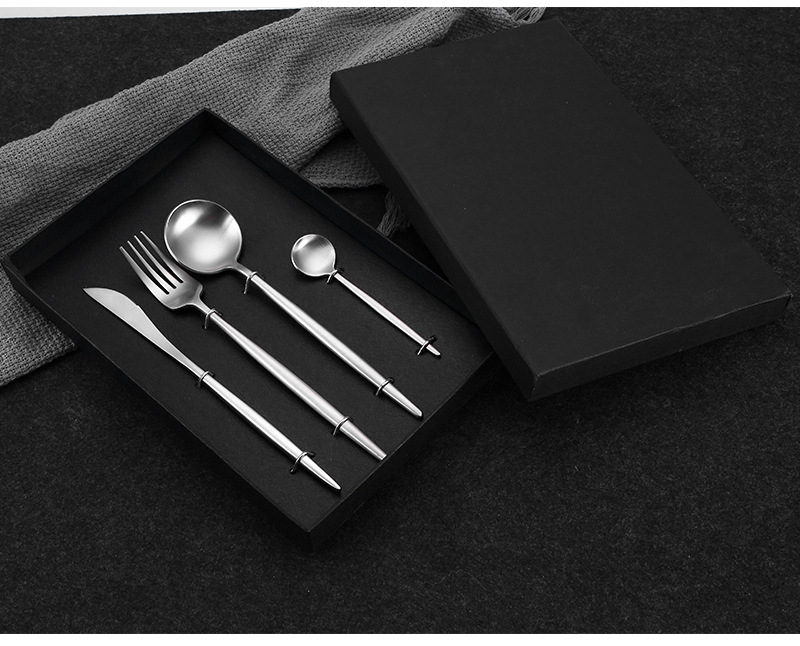 Bulk Black Plated Flatware Sets 18/10 Silverware Set Tableware Sets Wholesale