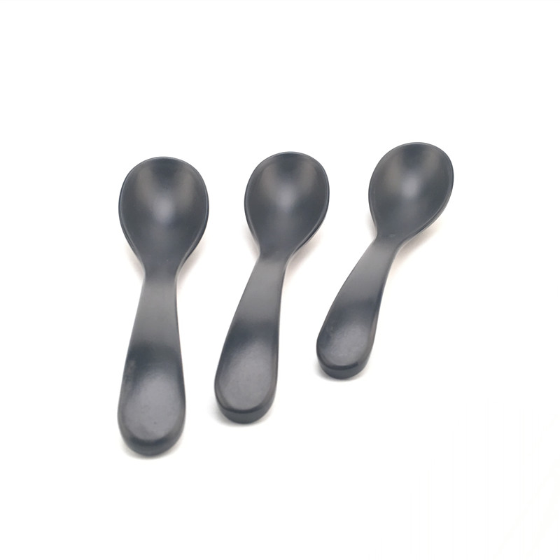 Hign design Economical factory cheap melamine frosted black restaurant soup spoon plastic seving spoon