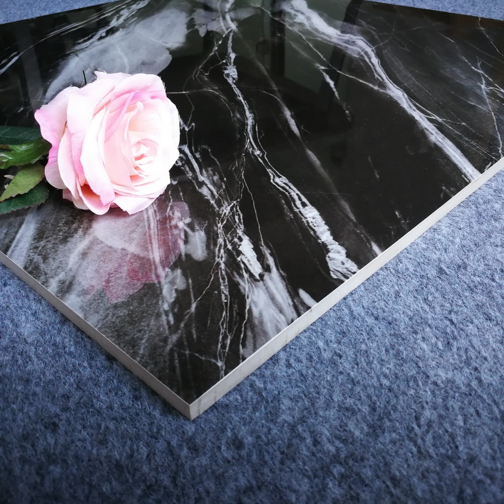Copy Marble Polished Black Porcelain Glazed Tile