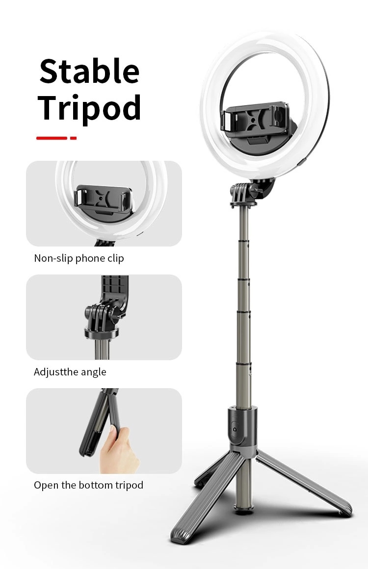 Bâton de selfie extensible bague lumière L07 dans trépied Avec 5 pouces anneau lumière télécommande sans fil Selfie bâton